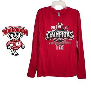 NWT WI Badgers Basketball 2020 Big Ten Conference Champs Net Long Sleeve Tee